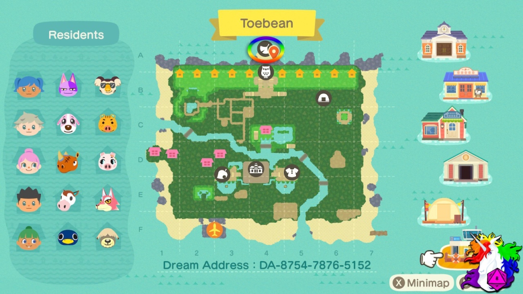 The map of Toebean, with Red's ship highlighted.